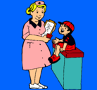 Dibujo Enfermera y niño pintado por brya