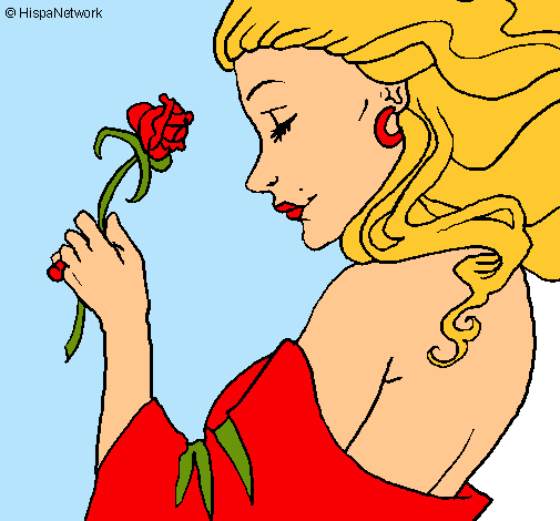 Dibujo Princesa con una rosa pintado por MACARENA_21