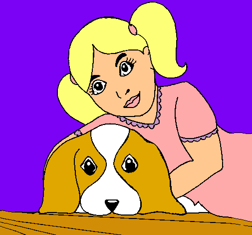Dibujo Niña abrazando a su perro pintado por antonellan
