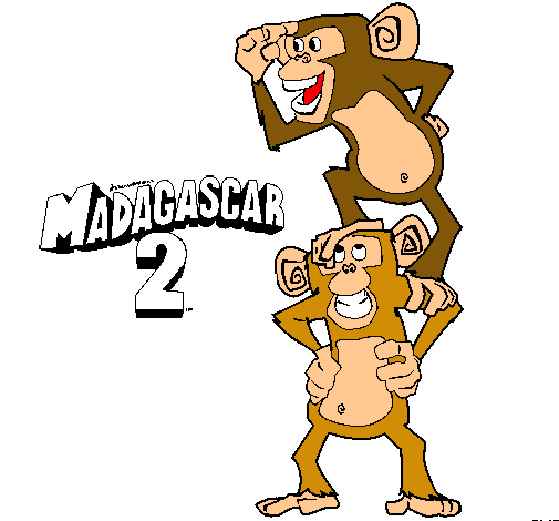 Dibujo Madagascar 2 Manson y Phil pintado por donova