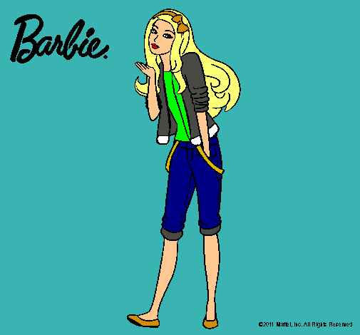 Dibujo Barbie con look casual pintado por antonellan