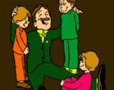 Dibujo Papa con sus 3 hijos pintado por amalia