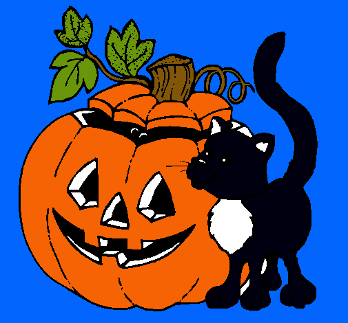 Calabaza y gato