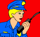 Dibujo Policía con el walkie pintado por koraisa