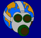Dibujo Tierra con máscara de gas pintado por piki