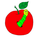 Dibujo Manzana con gusano pintado por Danithap 