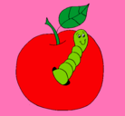 Dibujo Manzana con gusano pintado por fashiondivi