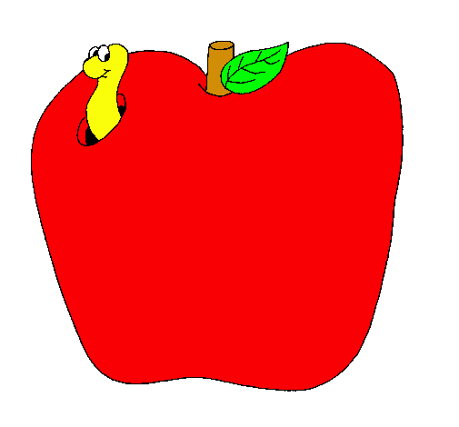 Dibujo Gusano en la fruta pintado por belk