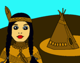 Dibujo India y tepee pintado por mari44