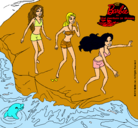 Dibujo Barbie y sus amigas en la playa pintado por EricaBenegas