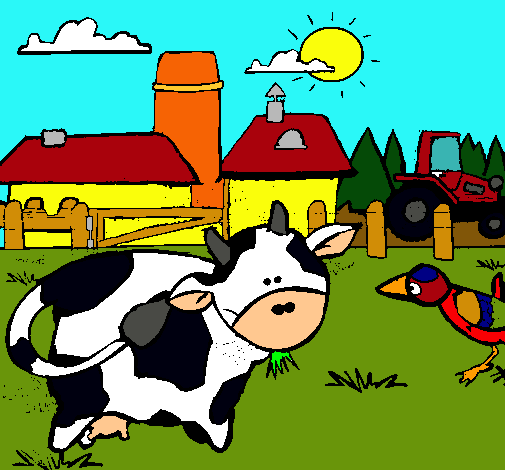 Vaca en la granja