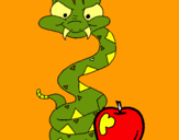 Dibujo Serpiente y manzana pintado por LOGO