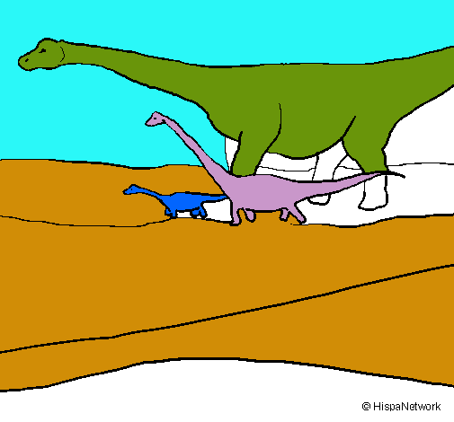 Dibujo Familia de Braquiosaurios pintado por Lolo130306