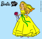 Dibujo Barbie vestida de novia pintado por repollo