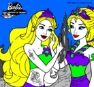 Dibujo Barbie se despiede de la reina sirena pintado por anavi