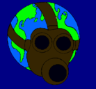 Dibujo Tierra con máscara de gas pintado por andrea8888