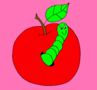 Dibujo Manzana con gusano pintado por montse1406