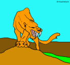 Dibujo Tigre con afilados colmillos pintado por leea