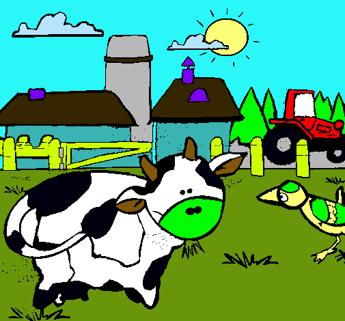 Vaca en la granja