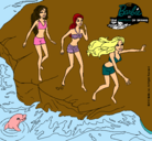 Dibujo Barbie y sus amigas en la playa pintado por mariafe