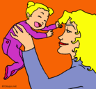 Dibujo Madre con su bebe pintado por fabilindaaaaaa