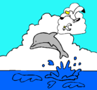 Dibujo Delfín y gaviota pintado por juanmartin6