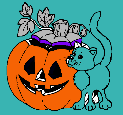 Calabaza y gato