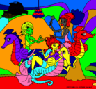 Dibujo Sirenas y caballitos de mar pintado por jesabel