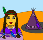 Dibujo India y tepee pintado por elisasr