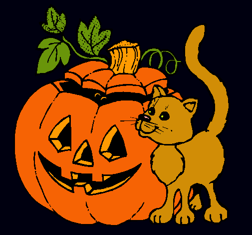 Calabaza y gato