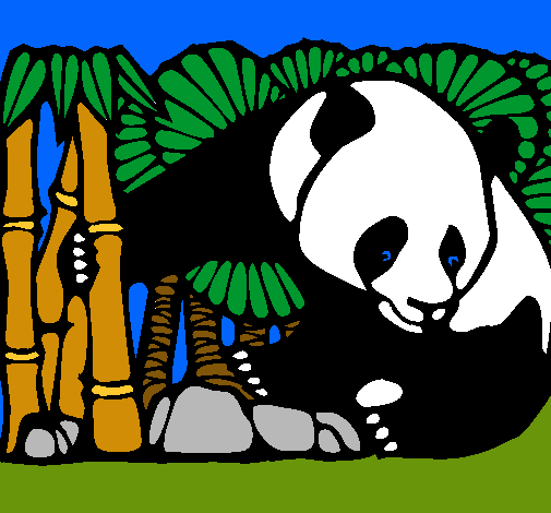 Oso panda y bambú