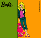 Dibujo Barbie con cazadora de cuadros pintado por dominique1