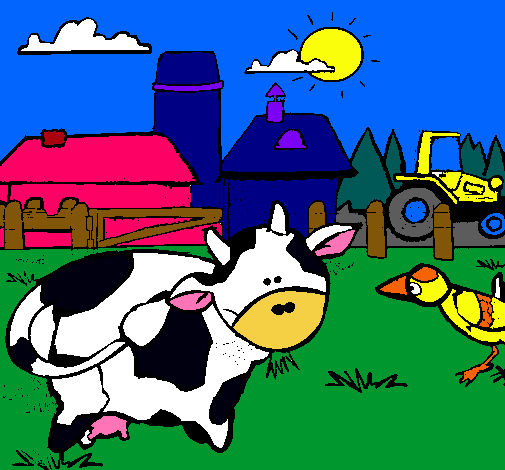 Vaca en la granja