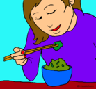 Dibujo Comiendo arroz pintado por fabilindaaaaaa