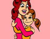 Dibujo Madre e hija abrazadas pintado por macarena19