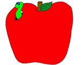 Dibujo Gusano en la fruta pintado por nena33