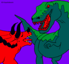 Dibujo Lucha de dinosaurios pintado por ejote