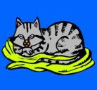 Dibujo Gato en su cama pintado por NAIARA-ACU