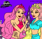 Dibujo Barbie se despiede de la reina sirena pintado por chempa