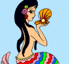 Dibujo Sirena y perla pintado por EricaBenegas