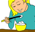 Dibujo Comiendo arroz pintado por Laura2