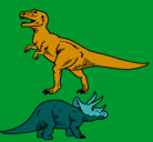 Dibujo Triceratops y tiranosaurios rex pintado por Lolo130306