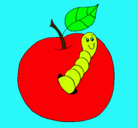 Dibujo Manzana con gusano pintado por taliz2711
