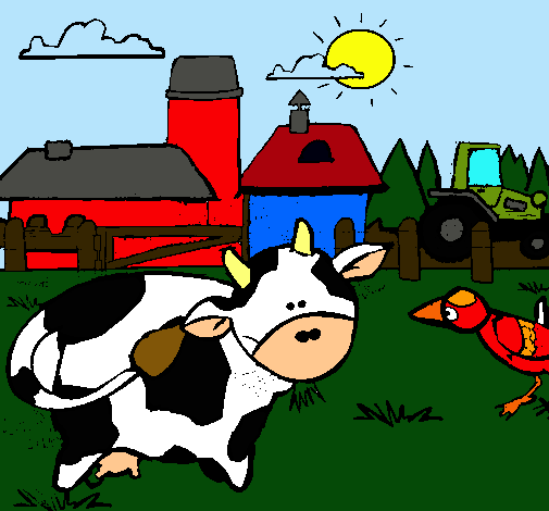 Vaca en la granja