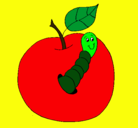 Dibujo Manzana con gusano pintado por luciazetachu