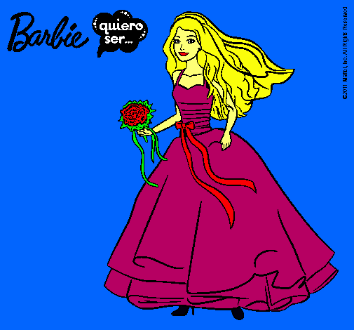 Dibujo Barbie vestida de novia pintado por bizz