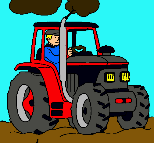 Dibujo Tractor en funcionamiento pintado por brya