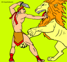 Dibujo Gladiador contra león pintado por franpeo