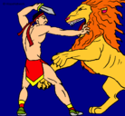 Dibujo Gladiador contra león pintado por JuliaXJ9