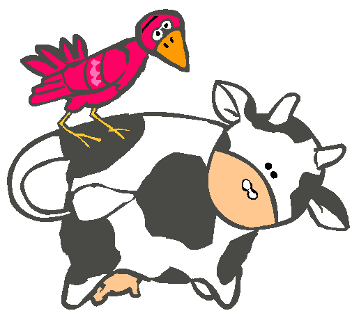 Vaca y pájaro